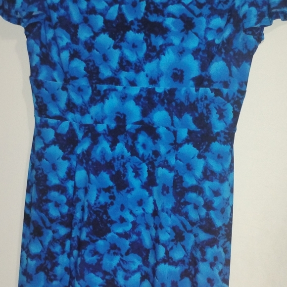 Chaps By Ralph Lauren Floral Crossover Surplice Dress-Blue  Moc Wrap Jersey - Picture 15 of 16